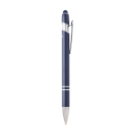 Stylo en aluminium recyclé avec pointeur tactile, encre bleue couleur bleu marine deuxième vue latérale