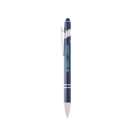 Stylo en aluminium recyclé avec pointeur tactile, encre bleue avec zone d'impression