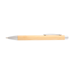 Stylo et porte-mine en bambou avec clip en métal, encre noire couleur naturel deuxième vue frontale