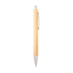 Stylo et porte-mine en bambou avec clip en métal, encre noire couleur naturel troisième vue