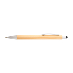 Stylo et porte-mine en bambou avec clip en métal, encre noire couleur naturel troisième vue frontale