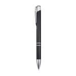 Stylo en aluminium recyclé avec finition laquée, encre bleue couleur noir vue latérale