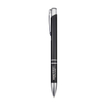 Stylo en aluminium recyclé avec finition laquée, encre bleue couleur noir vue impression avec logo 2