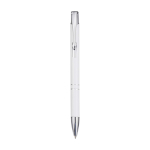 Stylo en aluminium recyclé avec finition laquée, encre bleue couleur blanc