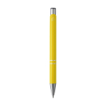 Stylo en aluminium recyclé avec finition laquée, encre bleue couleur jaune deuxième vue arrière