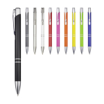Stylo en aluminium recyclé avec finition laquée, encre bleue couleur jaune deuxième vue en couleurs
