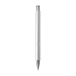 Stylo en aluminium recyclé avec finition laquée, encre bleue couleur argenté deuxième vue arrière