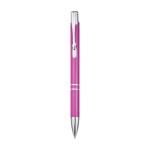 Stylo en aluminium recyclé avec finition laquée, encre bleue couleur fuchsia