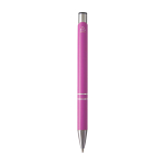 Stylo en aluminium recyclé avec finition laquée, encre bleue couleur fuchsia deuxième vue arrière