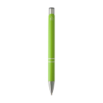 Stylo en aluminium recyclé avec finition laquée, encre bleue couleur vert lime deuxième vue arrière