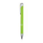 Stylo en aluminium recyclé avec finition laquée, encre bleue couleur vert lime vue latérale
