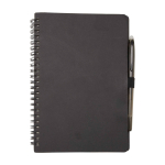 Carnet réutilisable à couverture rigide avec stylo, encre noire couleur noir deuxième vue frontale