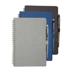 Carnet réutilisable à couverture rigide avec stylo, encre noire couleur bleu marine deuxième vue en couleurs
