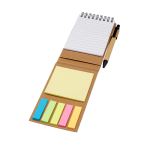 Bloc de notes adhésives jaune et multicolore avec stylo couleur naturel