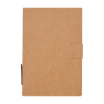 Carnet de notes adhésives avec stylo et encre noire couleur naturel deuxième vue frontale