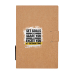 Carnet de notes adhésives avec stylo et encre noire couleur naturel vue avec impression sérigraphique