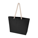 Sac de plage en coton recyclé avec anses en corde 270 g/m² couleur noir