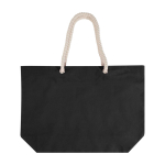 Sac de plage en coton recyclé avec anses en corde 270 g/m² couleur noir deuxième vue arrière