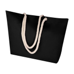 Sac de plage en coton recyclé avec anses en corde 270 g/m² couleur noir deuxième vue