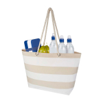 Sac de plage en coton recyclé avec anses en corde 270 g/m² couleur blanc troisième vue