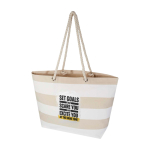 Sac de plage en coton recyclé avec anses en corde 270 g/m² couleur blanc vue impression transfert