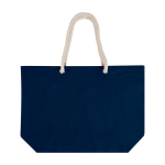Sac de plage en coton recyclé avec anses en corde 270 g/m² couleur bleu marine deuxième vue arrière