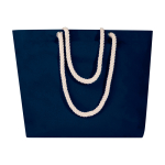 Sac de plage en coton recyclé avec anses en corde 270 g/m² couleur bleu marine troisième vue frontale