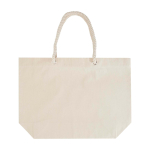 Sac de plage en coton recyclé avec anses en corde 270 g/m² couleur naturel deuxième vue frontale