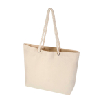 Sac de plage en coton recyclé avec anses en corde 270 g/m² couleur naturel