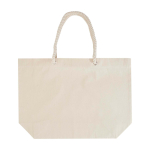 Sac de plage en coton recyclé avec anses en corde 270 g/m² couleur naturel deuxième vue arrière