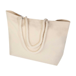 Sac de plage en coton recyclé avec anses en corde 270 g/m² couleur naturel deuxième vue