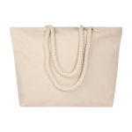 Sac de plage en coton recyclé avec anses en corde 270 g/m² couleur naturel troisième vue frontale