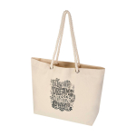 Sac de plage en coton recyclé avec anses en corde 270 g/m² couleur naturel vue impression transfert