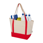 Sac multiusage en coton recyclé avec doubles anses 320 g/m² couleur rouge deuxième vue