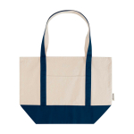 Sac multiusage en coton recyclé avec doubles anses 320 g/m² couleur bleu marine deuxième vue frontale