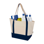Sac multiusage en coton recyclé avec doubles anses 320 g/m² couleur bleu marine deuxième vue