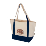 Sac multiusage en coton recyclé avec doubles anses 320 g/m² couleur bleu marine vue impression transfert
