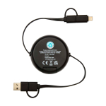 Câble rétractable charge rapide 5 en 1 et synchronisation des données couleur noir deuxième vue arrière