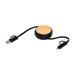 Câble rétractable charge rapide 5 en 1 et synchronisation des données couleur noir deuxième vue