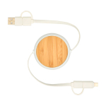 Câble rétractable charge rapide 5 en 1 et synchronisation des données couleur blanc deuxième vue frontale