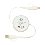 Câble rétractable charge rapide 5 en 1 et synchronisation des données couleur blanc deuxième vue arrière