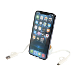 Câble rétractable charge rapide 5 en 1 et synchronisation des données couleur blanc troisième vue