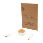 Câble rétractable charge rapide 5 en 1 et synchronisation des données couleur blanc vue impression avec logo 2