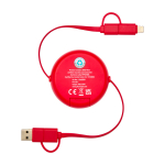Câble rétractable synchronisation des données plastique et aluminium couleur rouge deuxième vue arrière