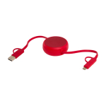 Câble rétractable synchronisation des données plastique et aluminium couleur rouge deuxième vue