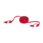 Câble rétractable synchronisation des données plastique et aluminium couleur rouge cinquième vue