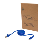 Câble rétractable synchronisation des données plastique et aluminium couleur bleu roi