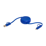 Câble rétractable synchronisation des données plastique et aluminium couleur bleu roi deuxième vue