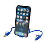 Câble rétractable synchronisation des données plastique et aluminium couleur bleu roi troisième vue