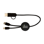 Câble de synchronisation des données et de charge rapide en bambou 27W couleur noir deuxième vue arrière